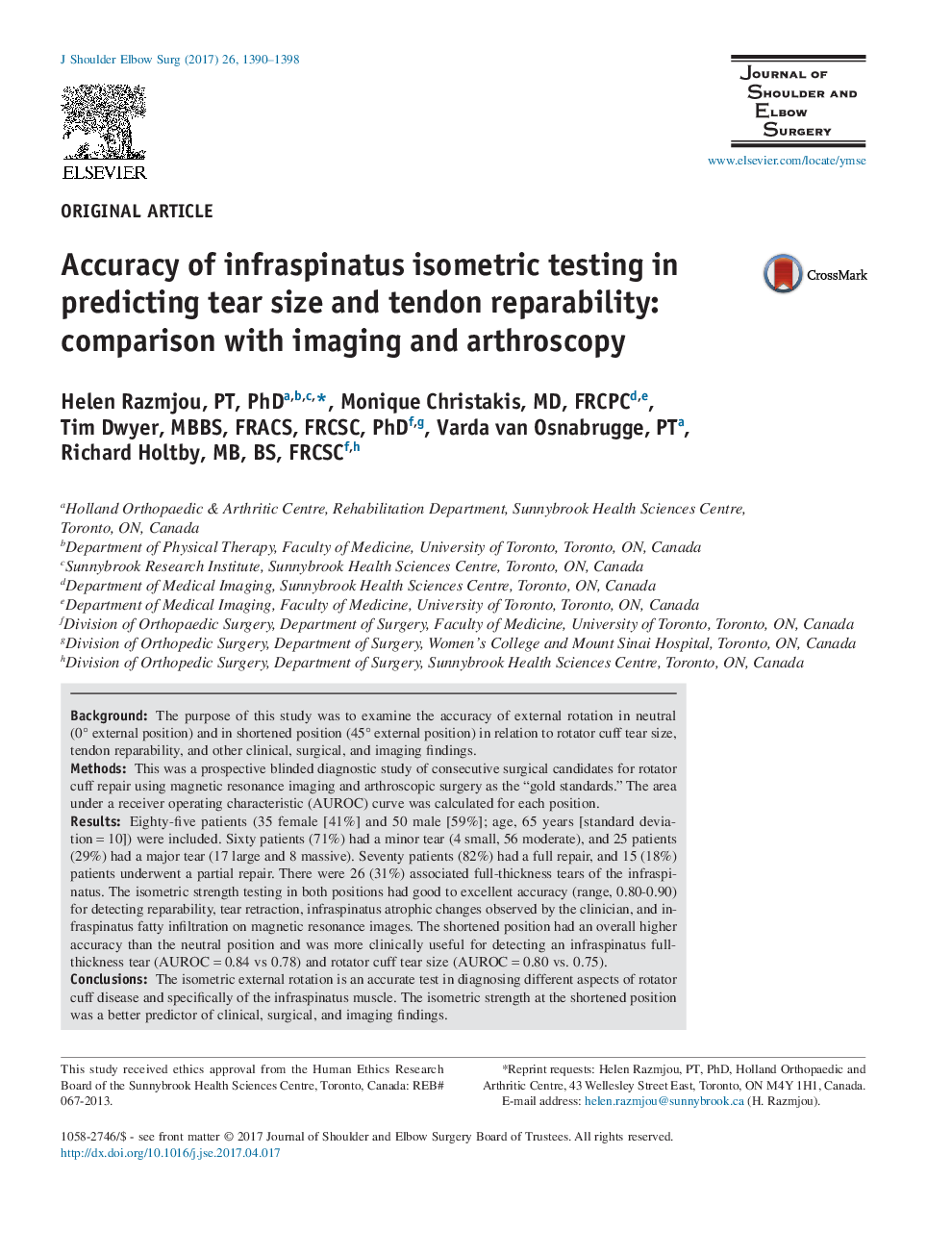 Accuracy of infraspinatus isometric testing in predicting tear size and tendon reparability: comparison with imaging and arthroscopy