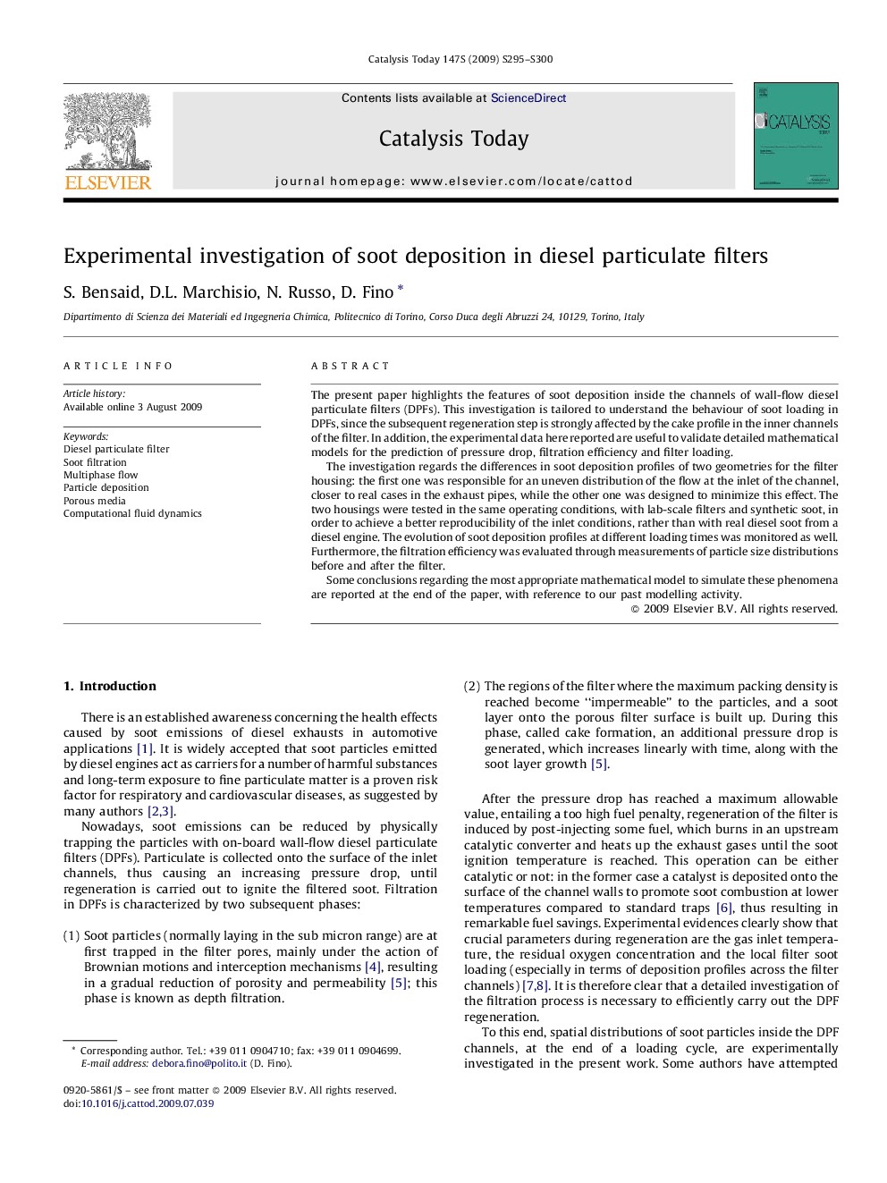 Experimental investigation of soot deposition in diesel particulate filters