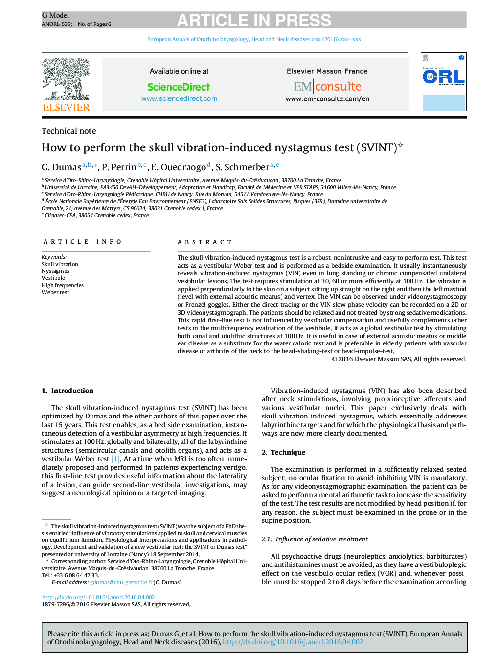 How to perform the skull vibration-induced nystagmus test (SVINT)