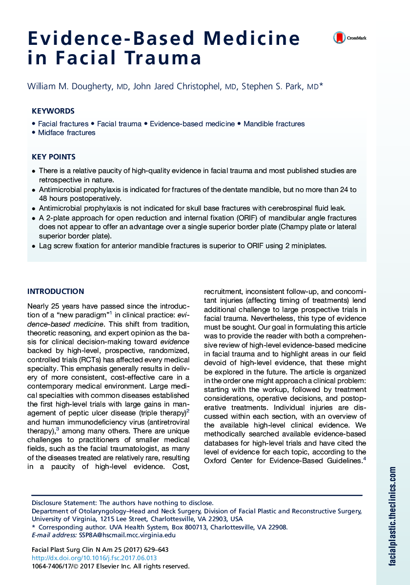 Evidence-Based Medicine in Facial Trauma