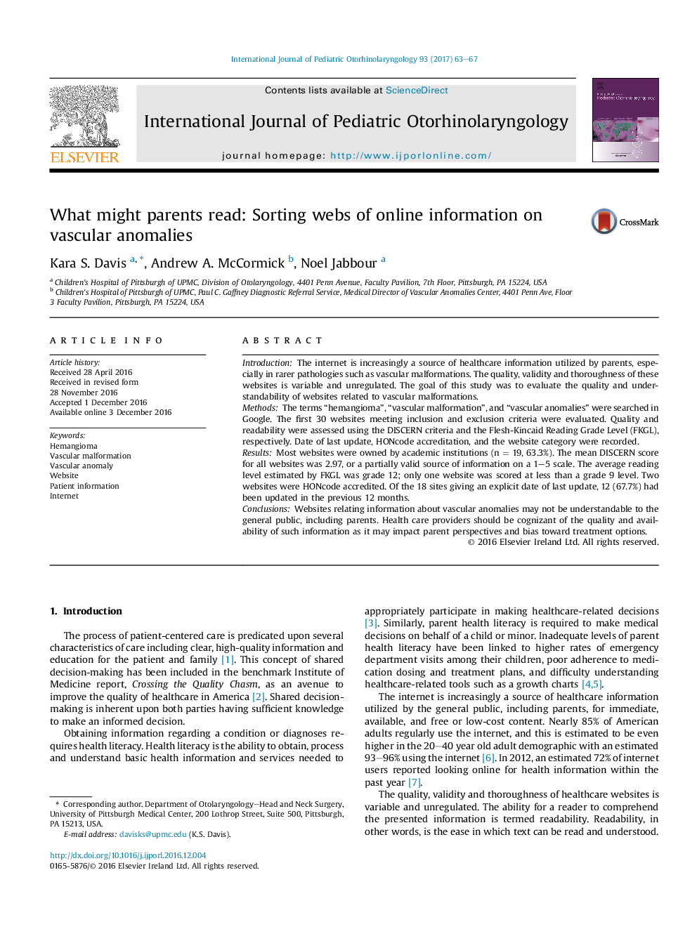 What might parents read: Sorting webs of online information on vascular anomalies