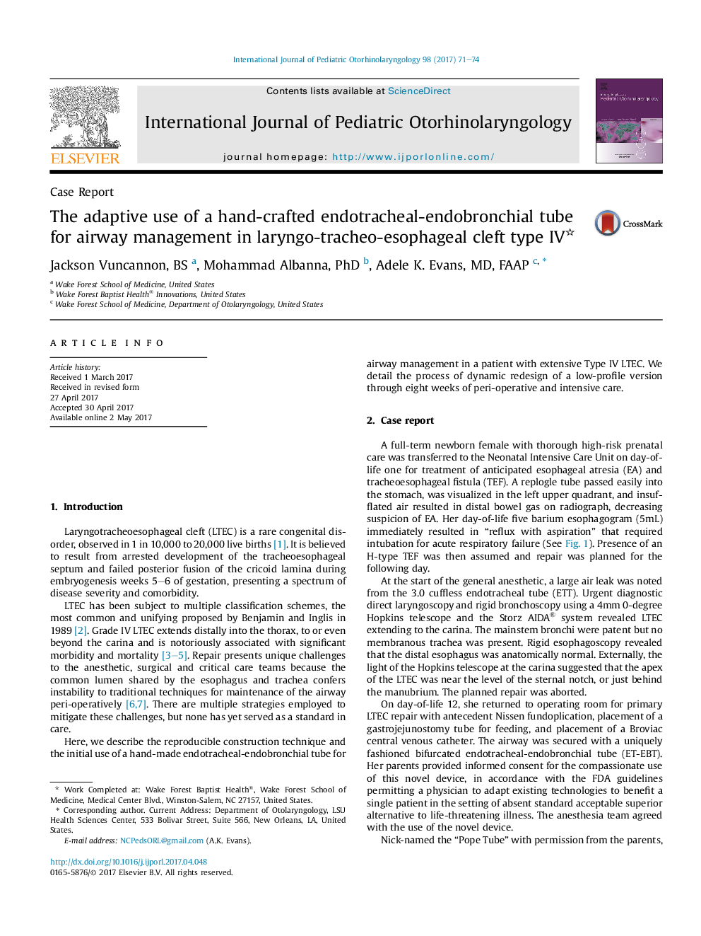 The adaptive use of a hand-crafted endotracheal-endobronchial tube for airway management in laryngo-tracheo-esophageal cleft type IV