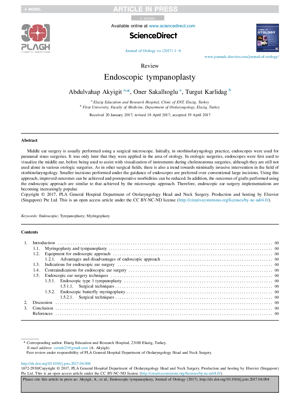 Endoscopic tympanoplasty