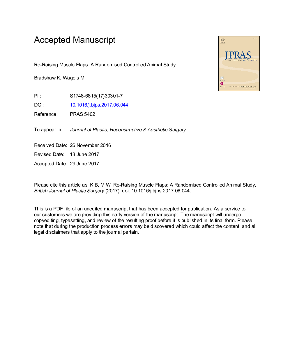 Re-raising muscle flaps: A randomised controlled animal study