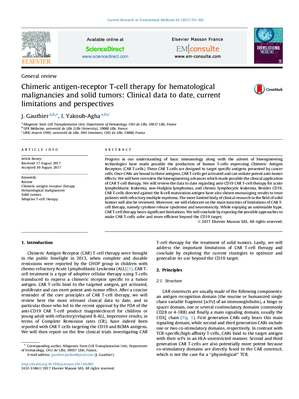 Chimeric antigen-receptor T-cell therapy for hematological malignancies and solid tumors: Clinical data to date, current limitations and perspectives