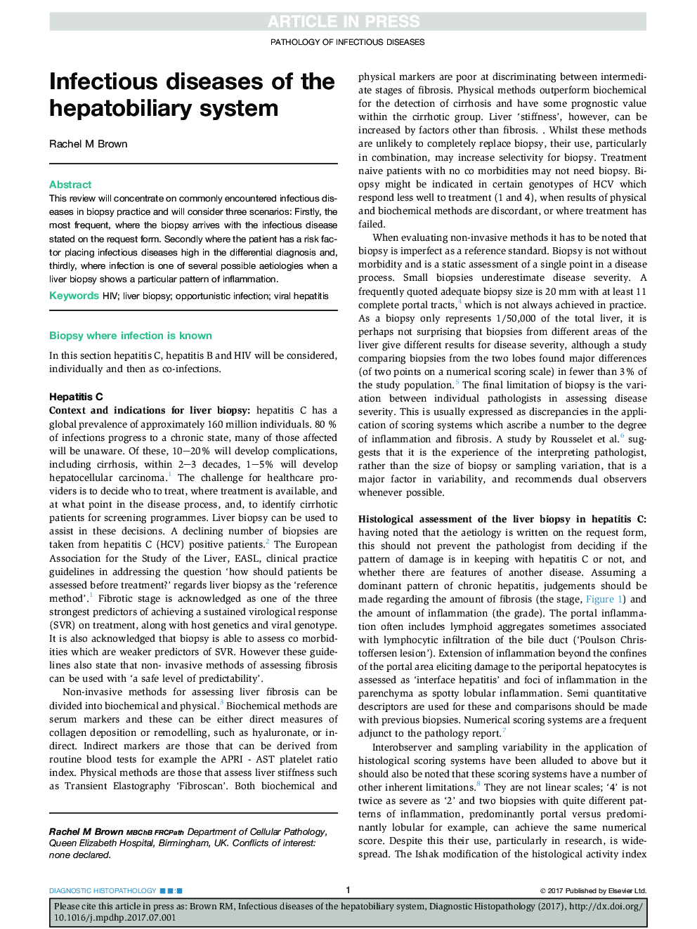 Infectious diseases of the hepatobiliary system