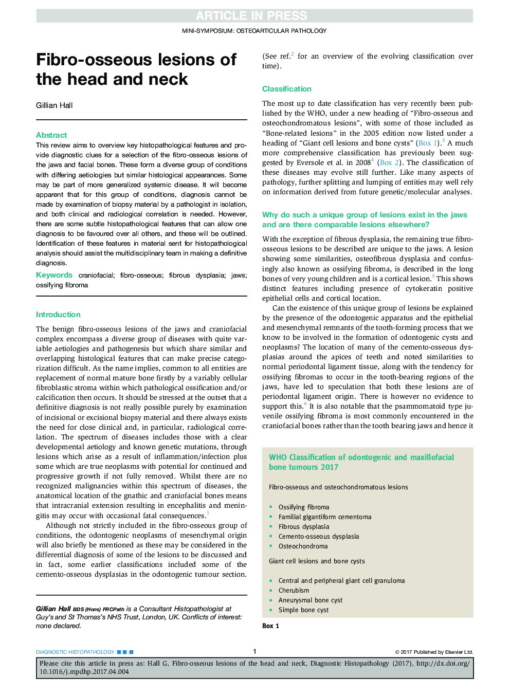 Fibro-osseous lesions of the head and neck