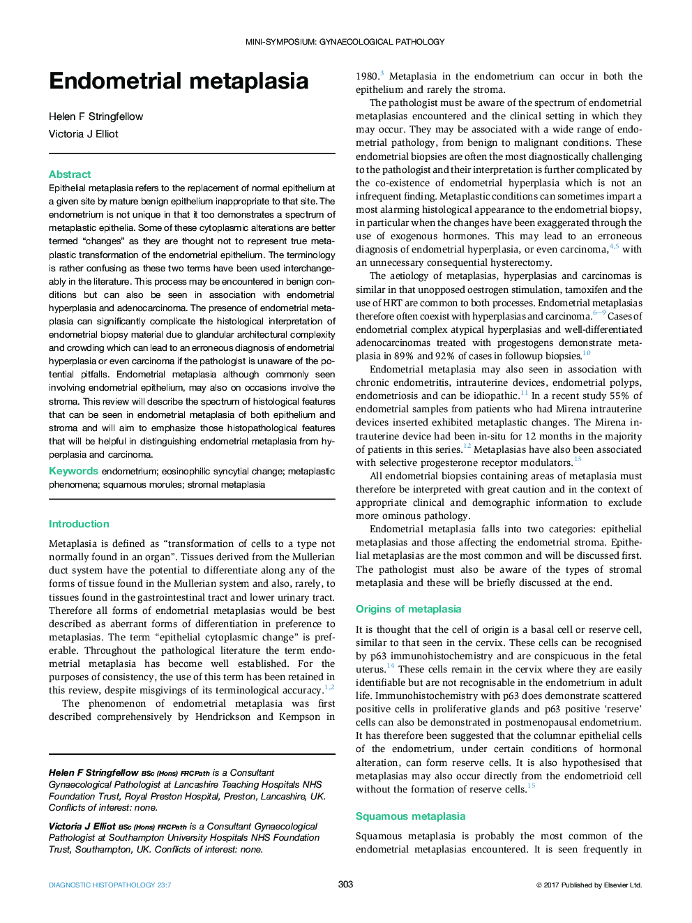 Endometrial metaplasia