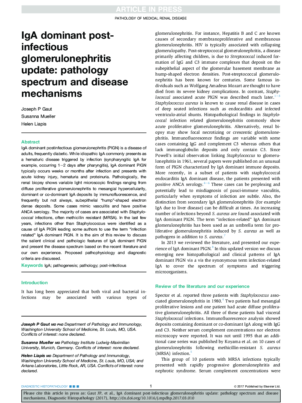 IgA dominant post-infectious glomerulonephritis update: pathology spectrum and disease mechanisms