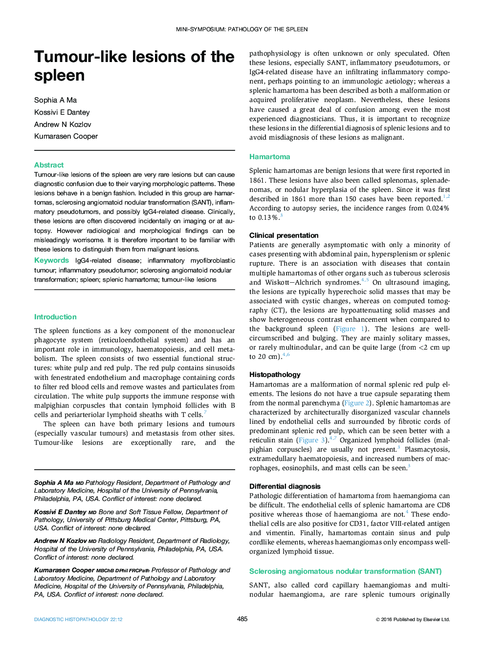 Mini-Symposium: Pathology of the SpleenTumour-like lesions of the spleen