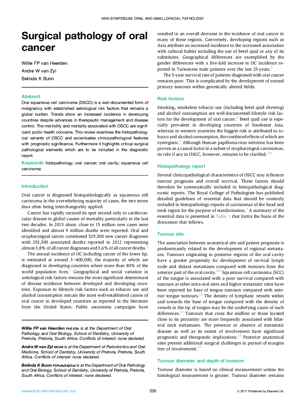 Mini-Symposium: Oral and Maxillofacial PathologySurgical pathology of oral cancer