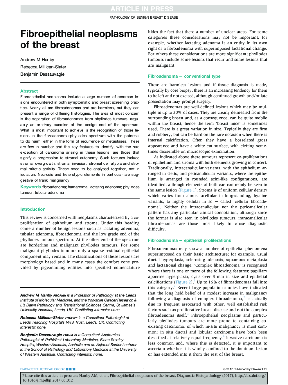 Fibroepithelial neoplasms of the breast