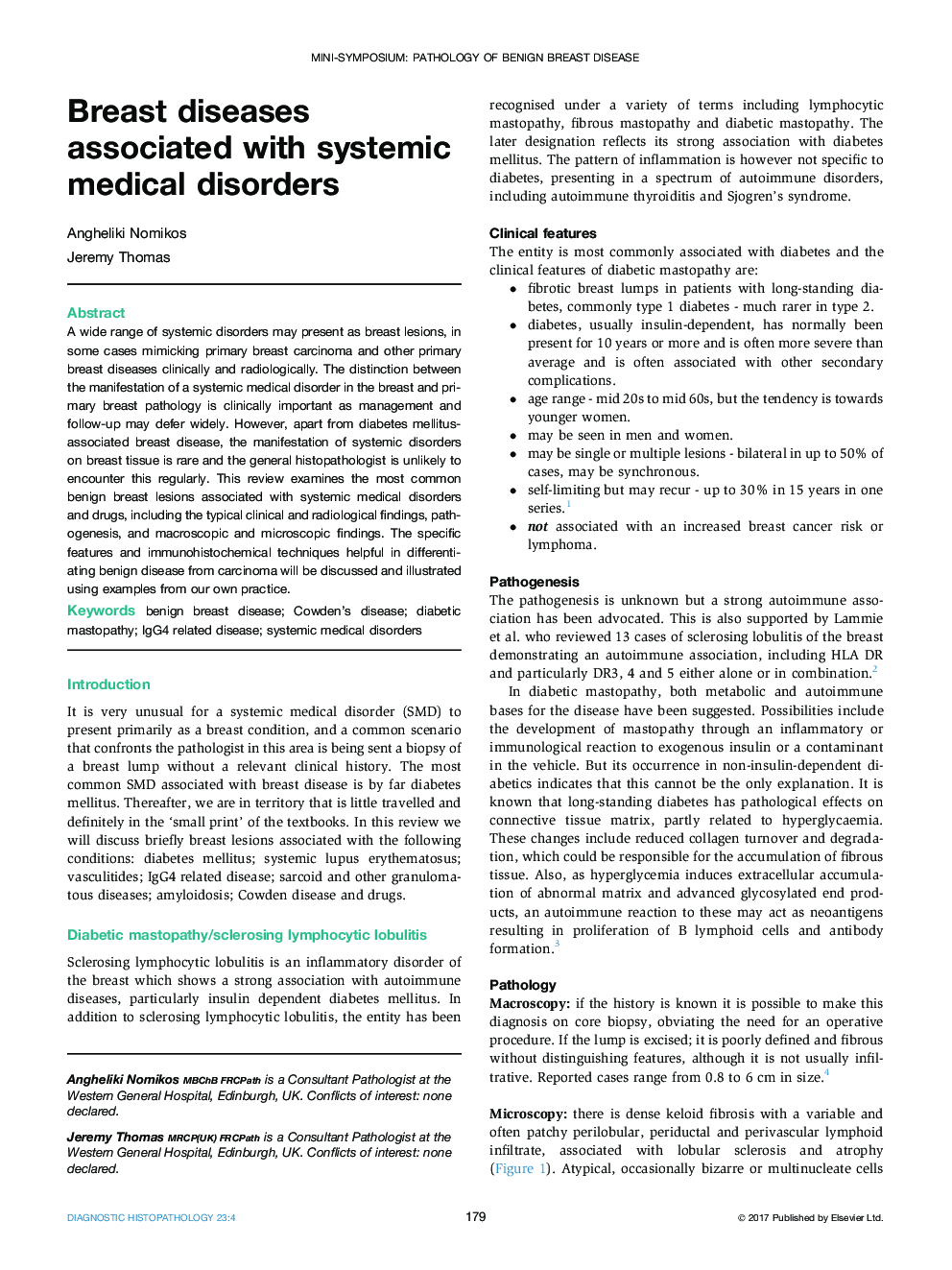 Mini-Symposium: Pathology of benign breast diseaseBreast diseases associated with systemic medical disorders