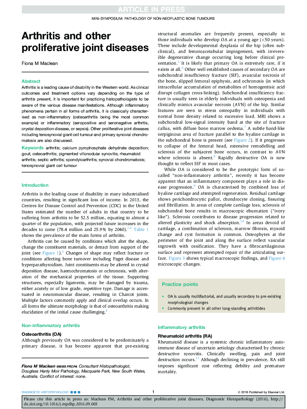 Arthritis and other proliferative joint diseases