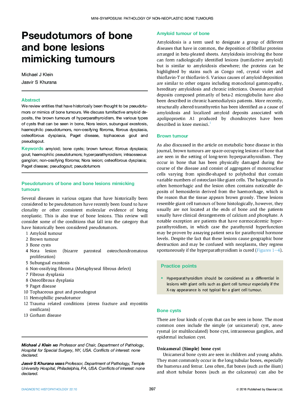 Mini-symposium: pathology of non-neoplastic bone tumoursPseudotumors of bone and bone lesions mimicking tumours