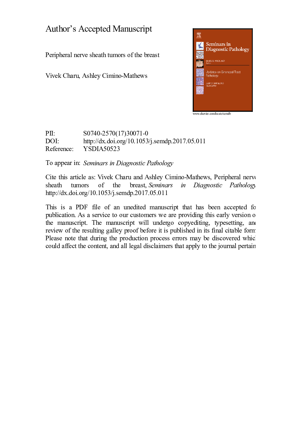 Peripheral nerve sheath tumors of the breast