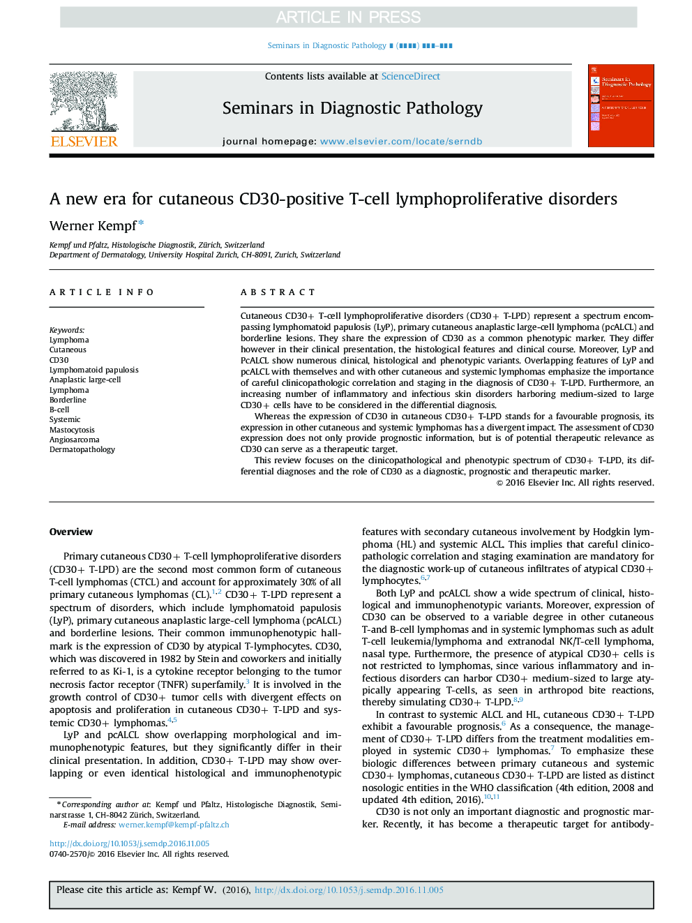 A new era for cutaneous CD30-positive T-cell lymphoproliferative disorders