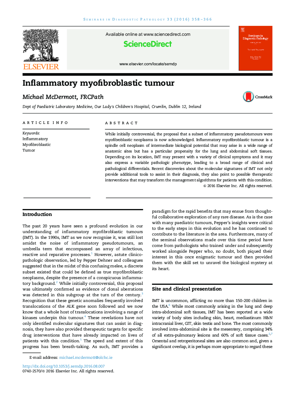 Inflammatory myofibroblastic tumour