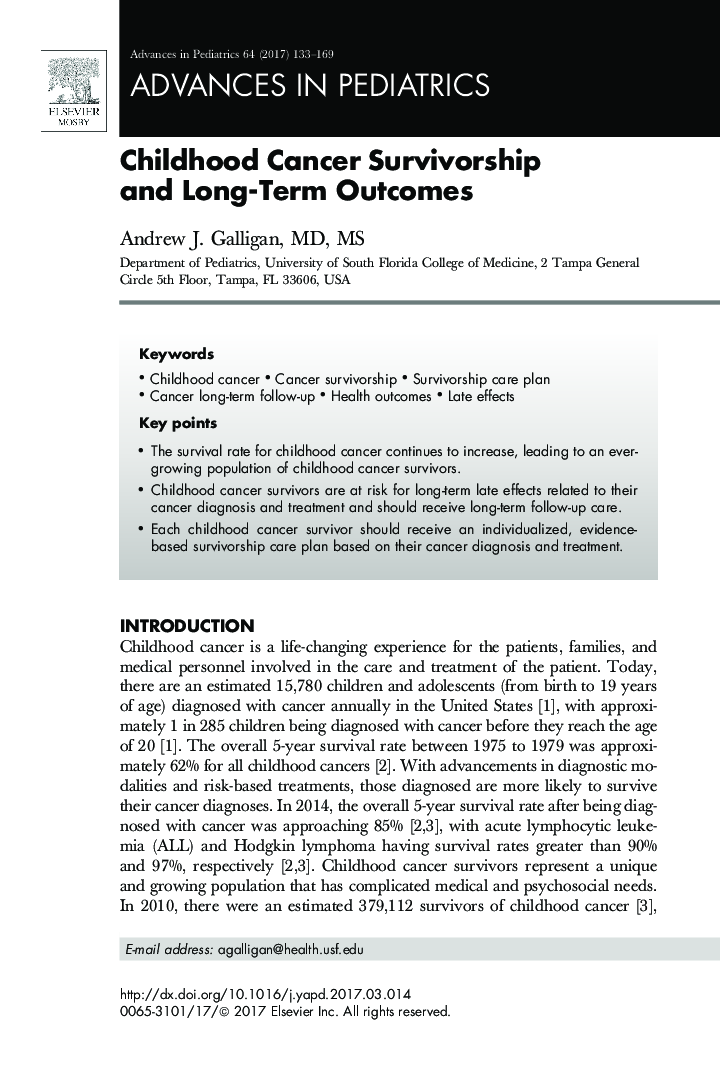 Childhood Cancer Survivorship and Long-Term Outcomes