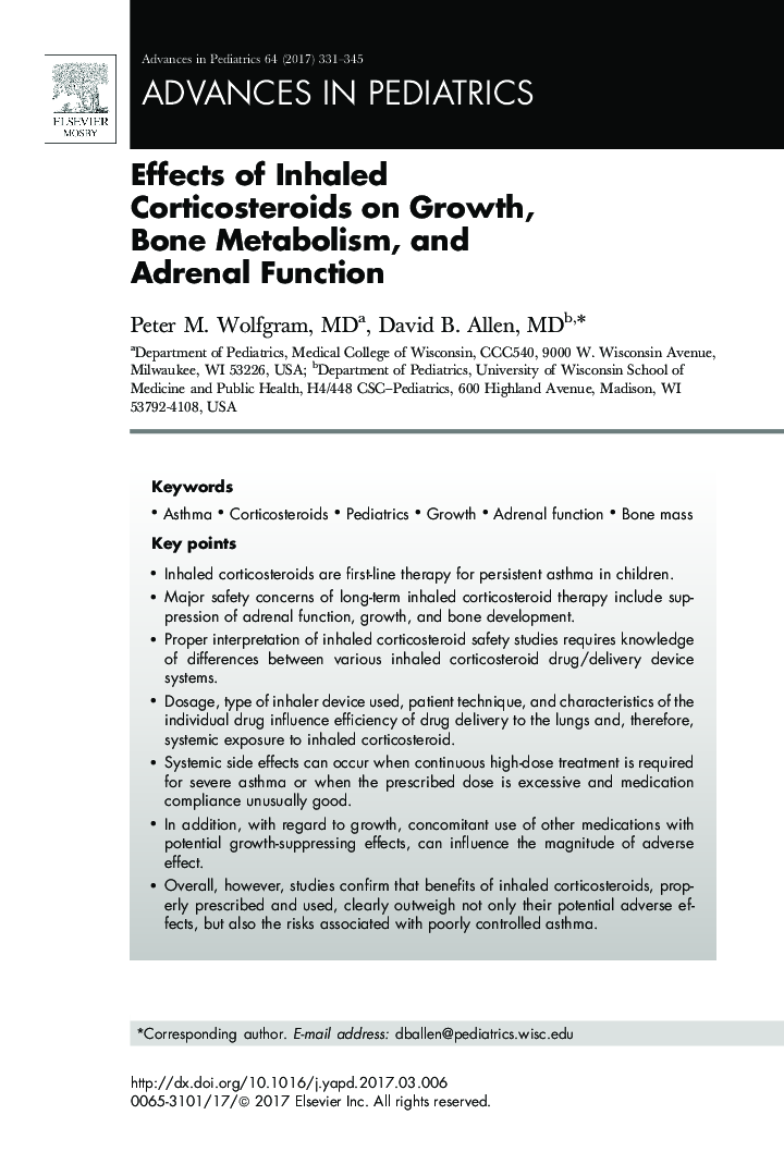 اثرات کورتیکواستروئیدهای استنشاقی بر رشد، متابولیسم استخوان و عملکرد عضلانی 