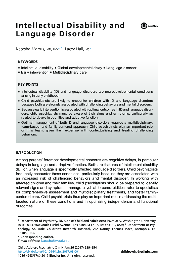 Intellectual Disability and Language Disorder