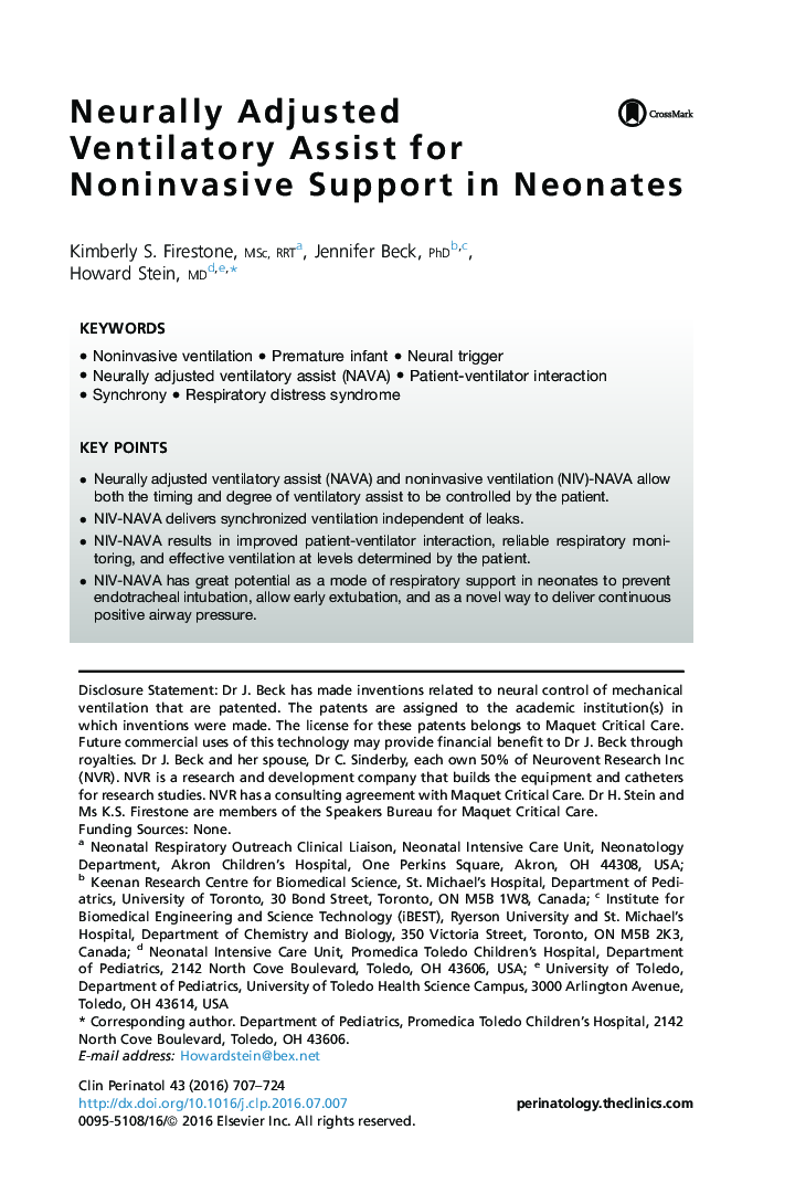 Neurally Adjusted Ventilatory Assist for Noninvasive Support in Neonates