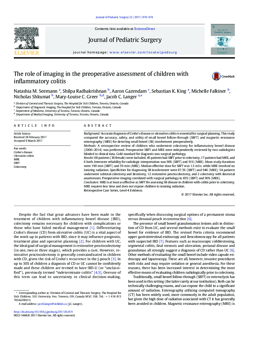 مقاله بالینی. نقش تصویربرداری در ارزیابی قبل از عمل جراحی کودکان مبتلا به کولیت التهابی 