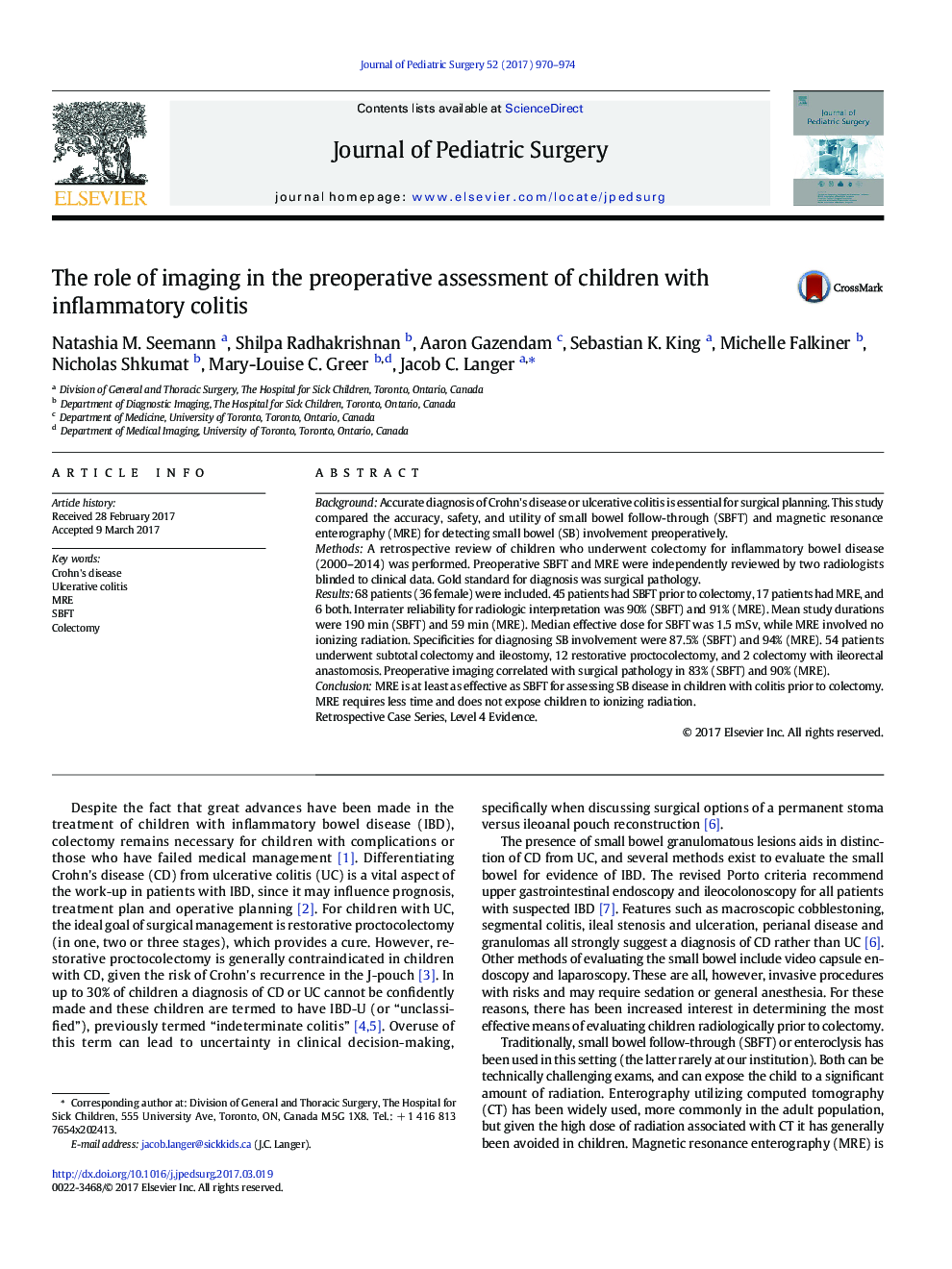 Clinical PaperThe role of imaging in the preoperative assessment of children with inflammatory colitis