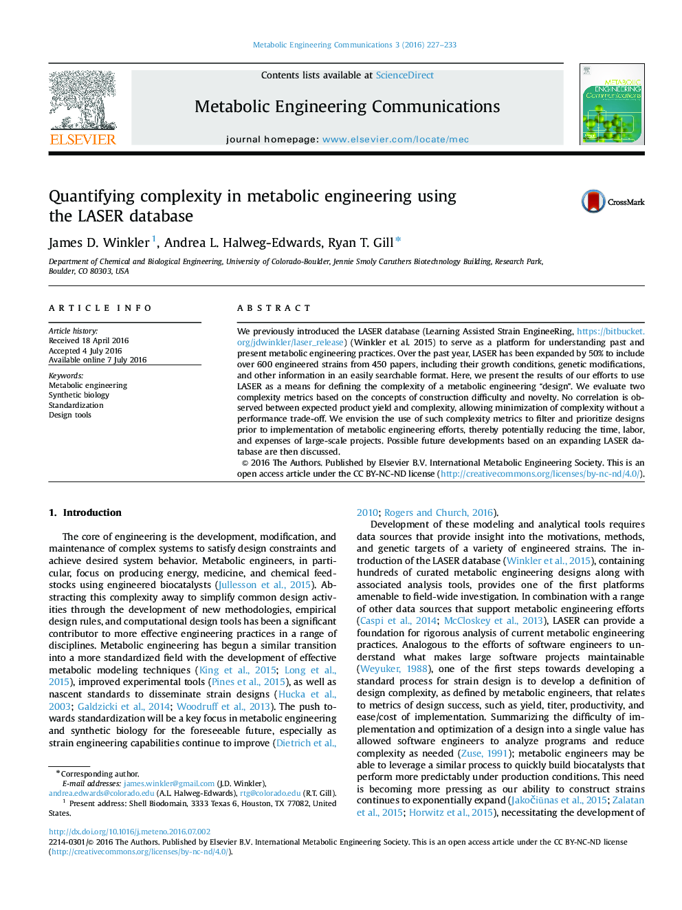Quantifying complexity in metabolic engineering using the LASER database