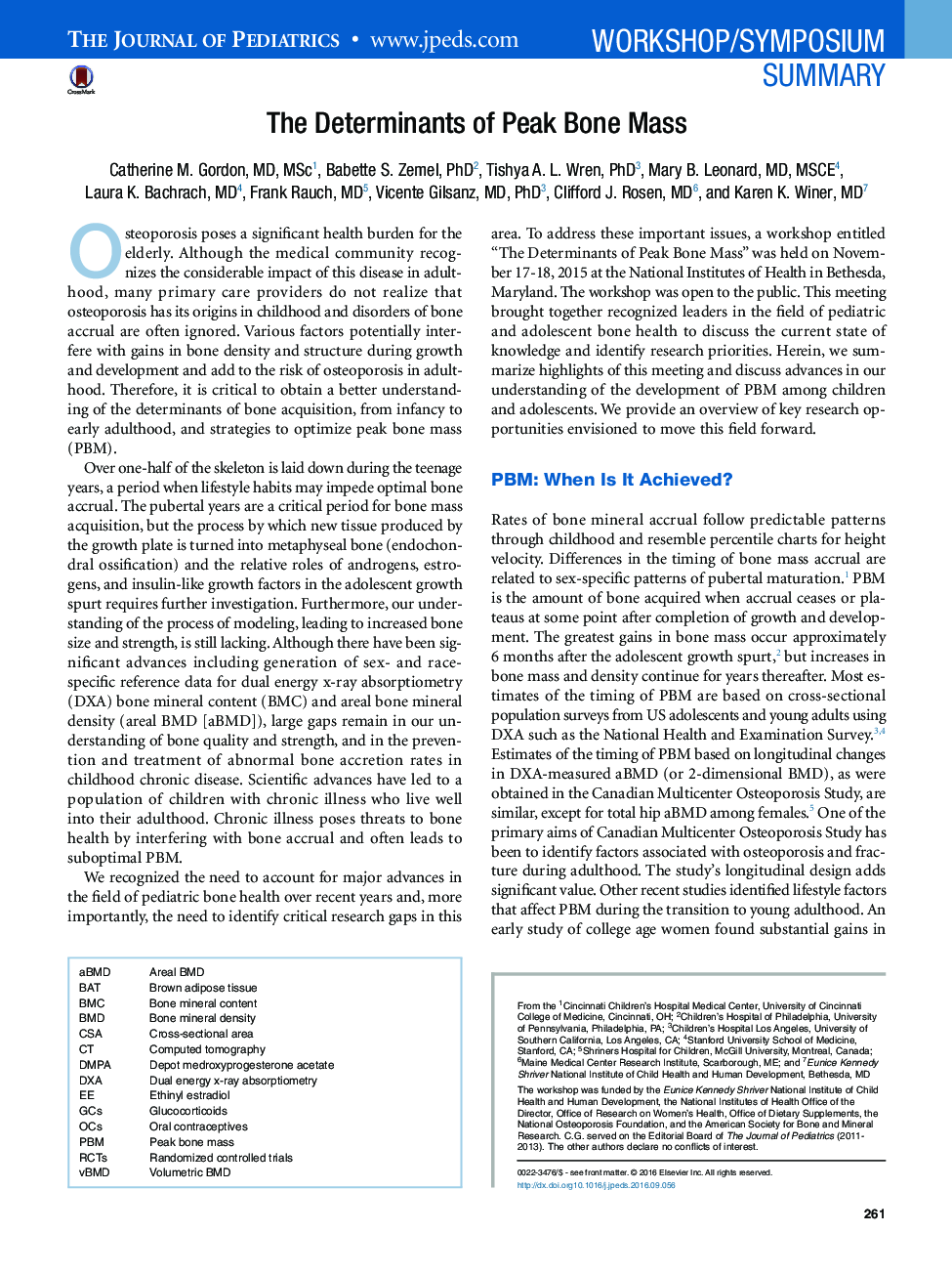 The Determinants of Peak Bone Mass