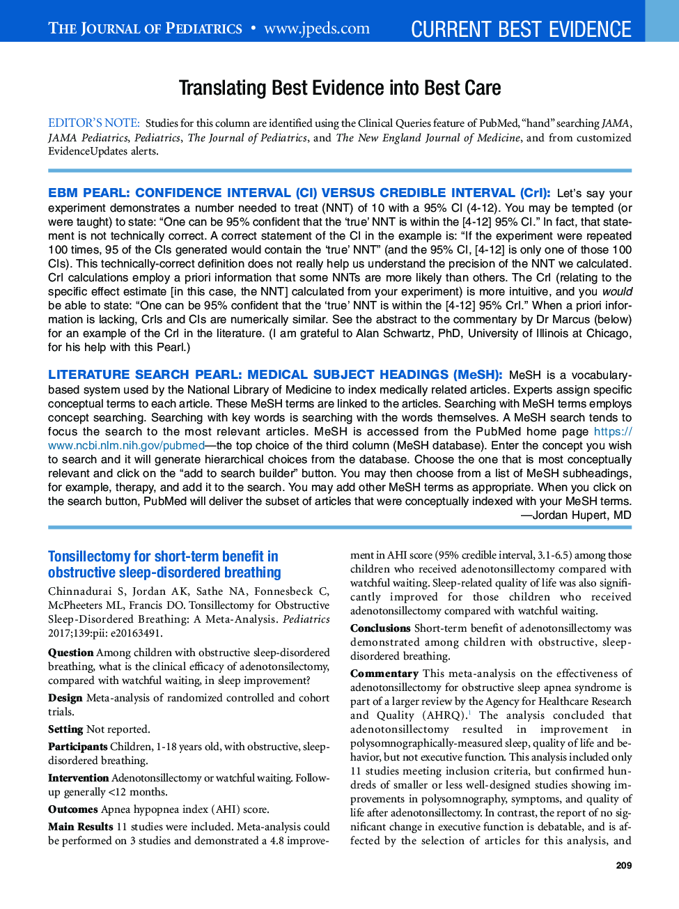 Tonsillectomy for short-term benefit in obstructive sleep-disordered breathing