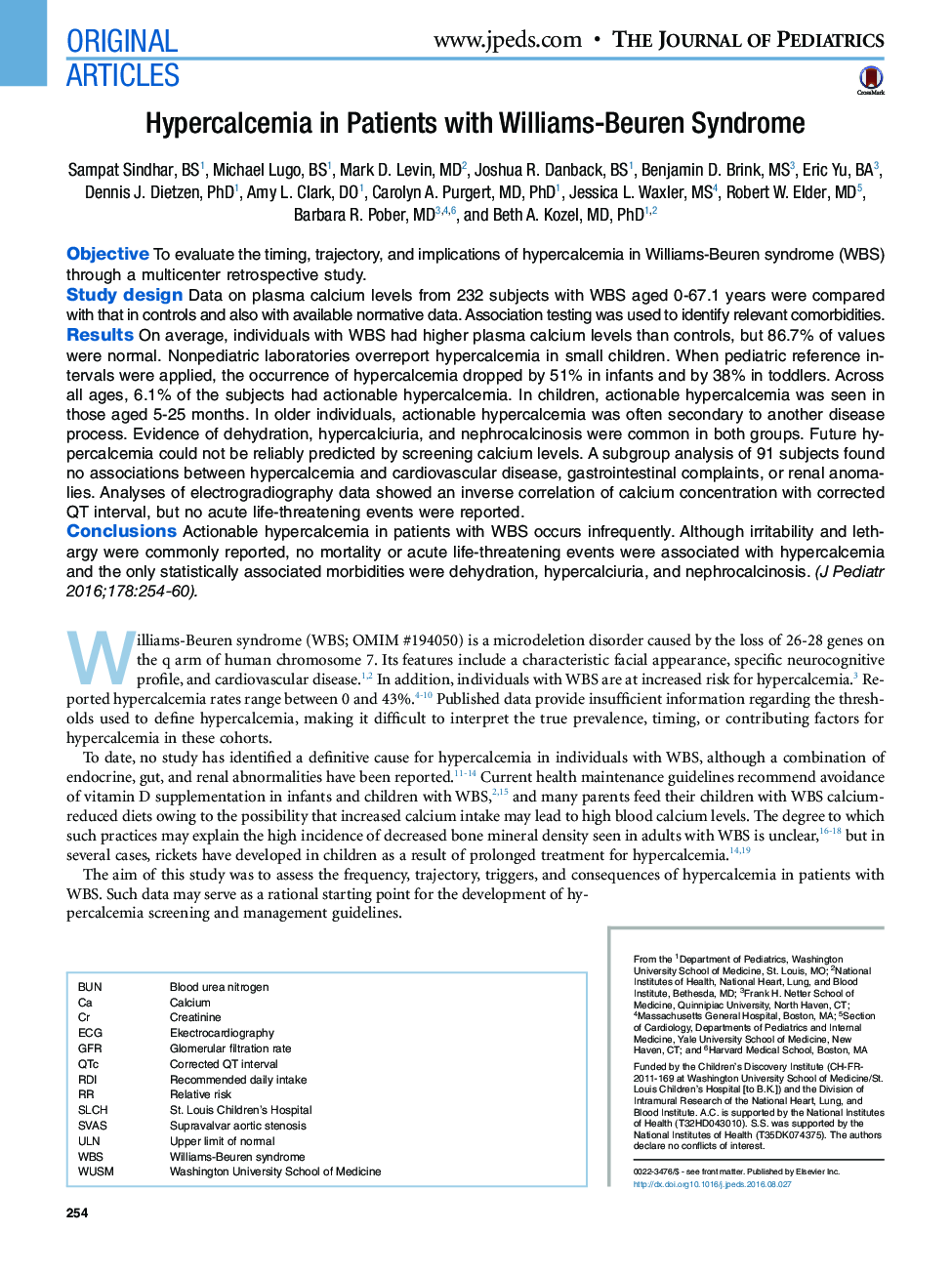 Original ArticlesHypercalcemia in Patients with Williams-Beuren Syndrome