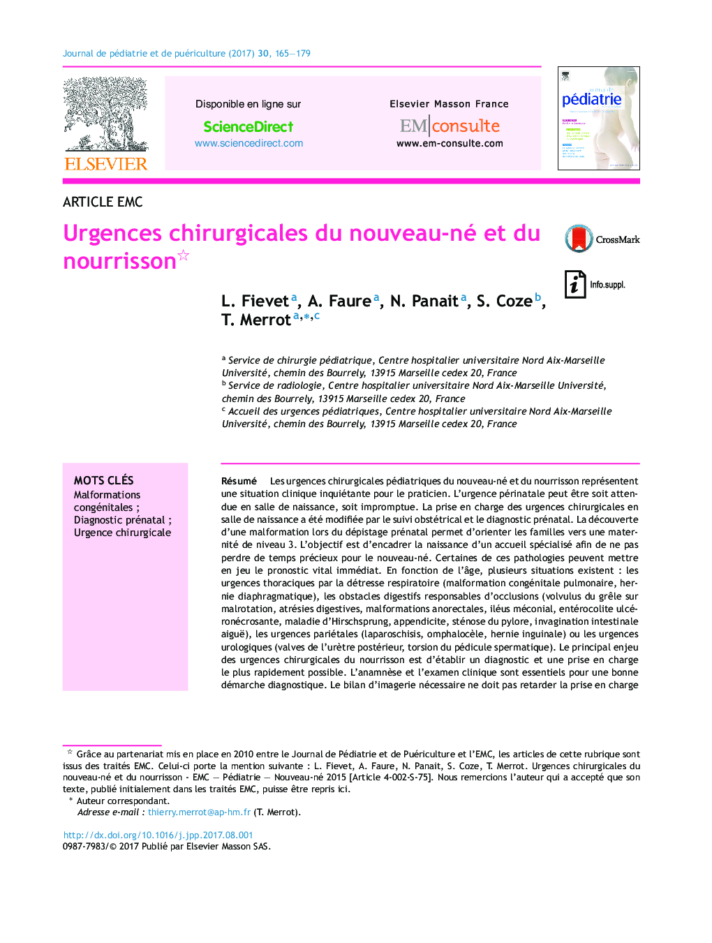 Article EMCUrgences chirurgicales du nouveau-né et du nourrisson