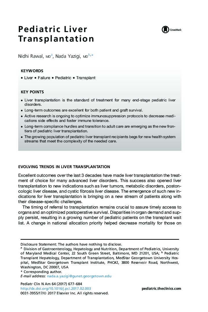 Pediatric Liver Transplantation