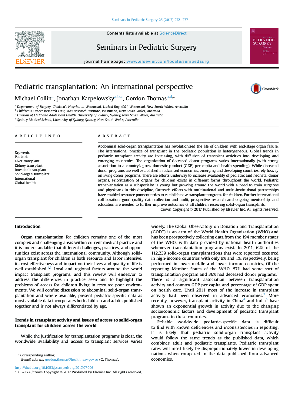 Pediatric transplantation: An international perspective