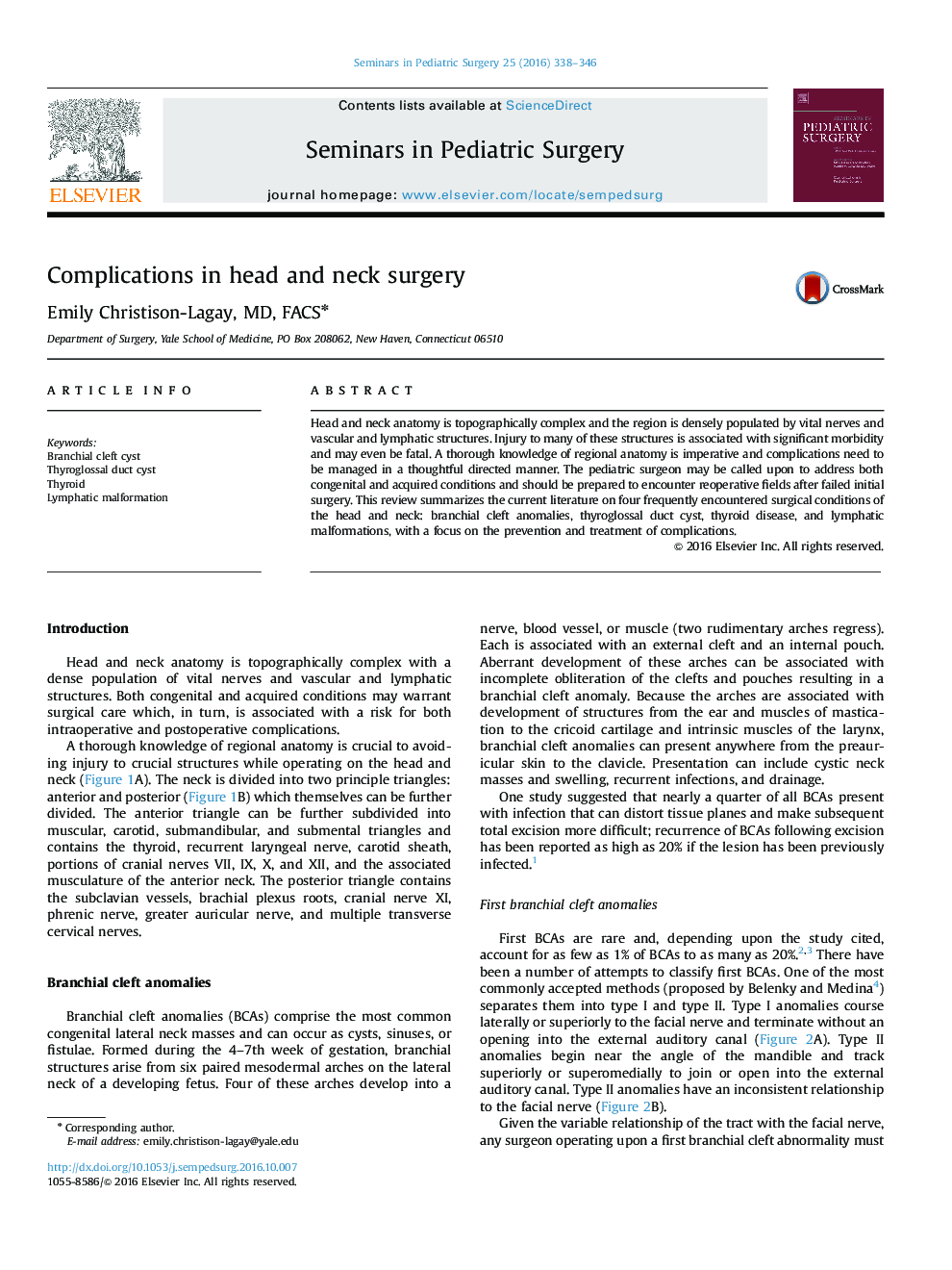 Complications in head and neck surgery