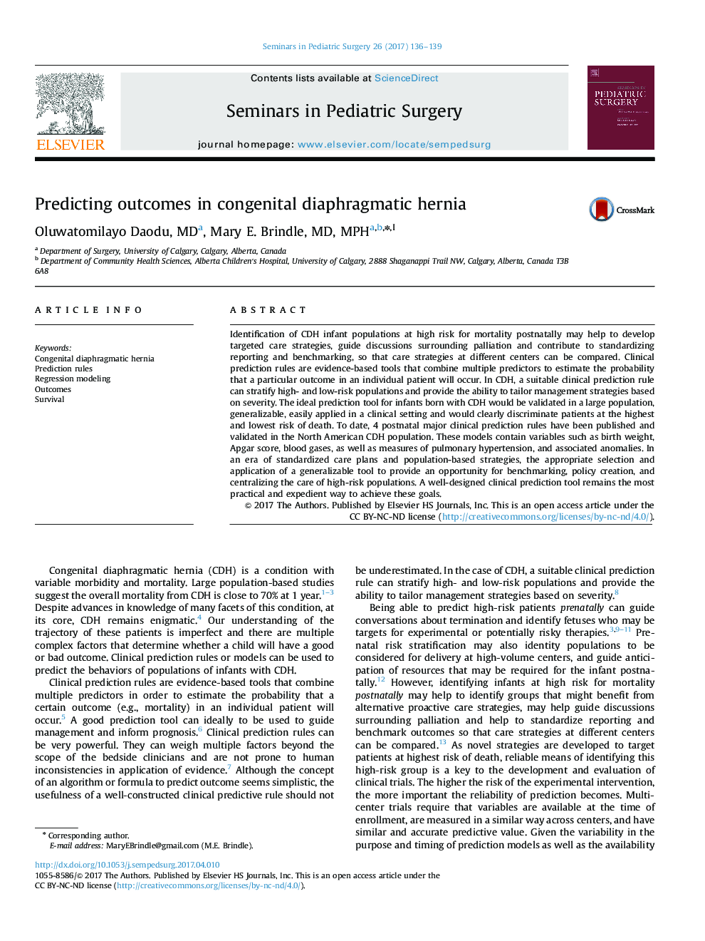 Predicting outcomes in congenital diaphragmatic hernia