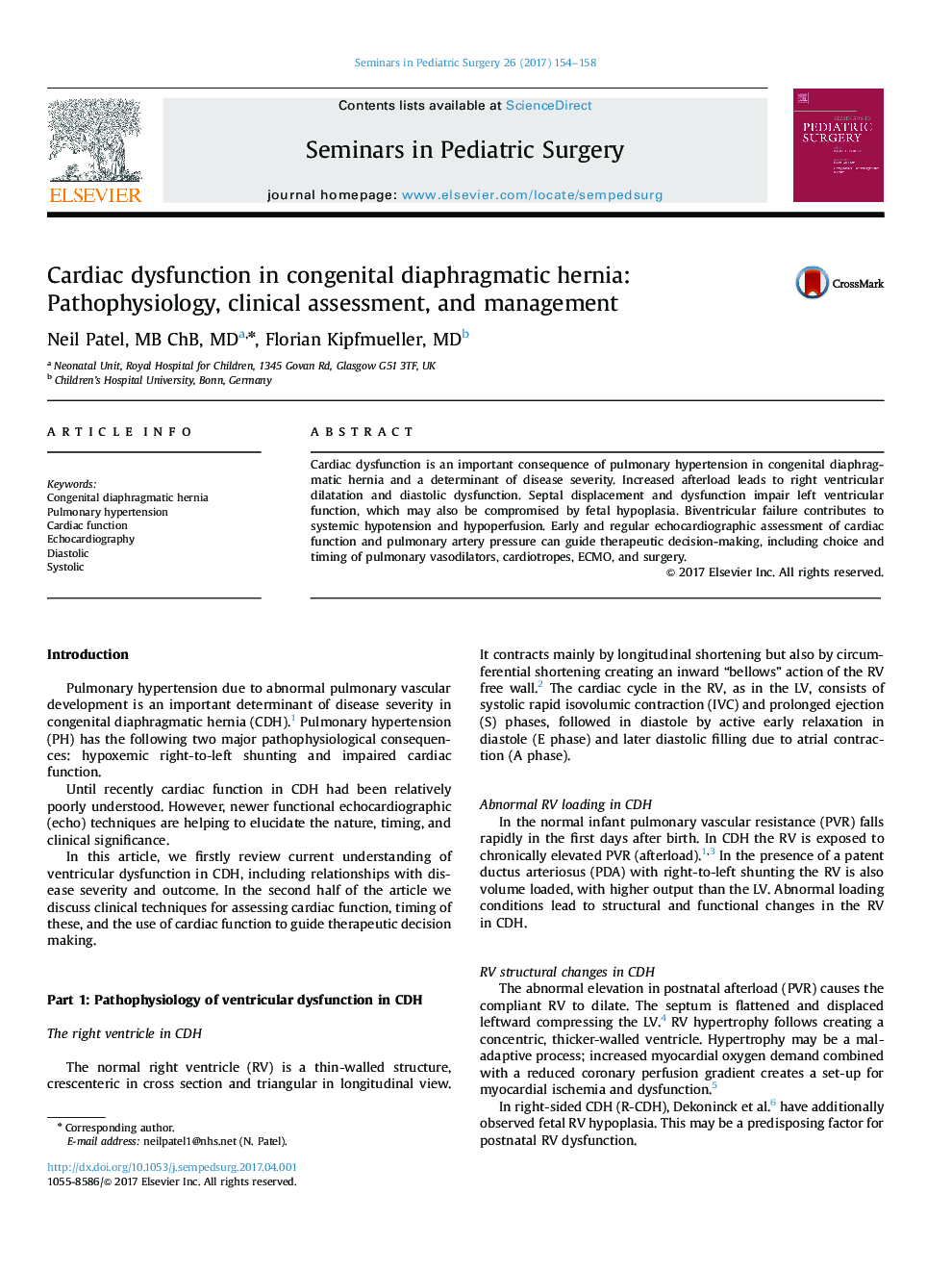 Cardiac dysfunction in congenital diaphragmatic hernia: Pathophysiology, clinical assessment, and management