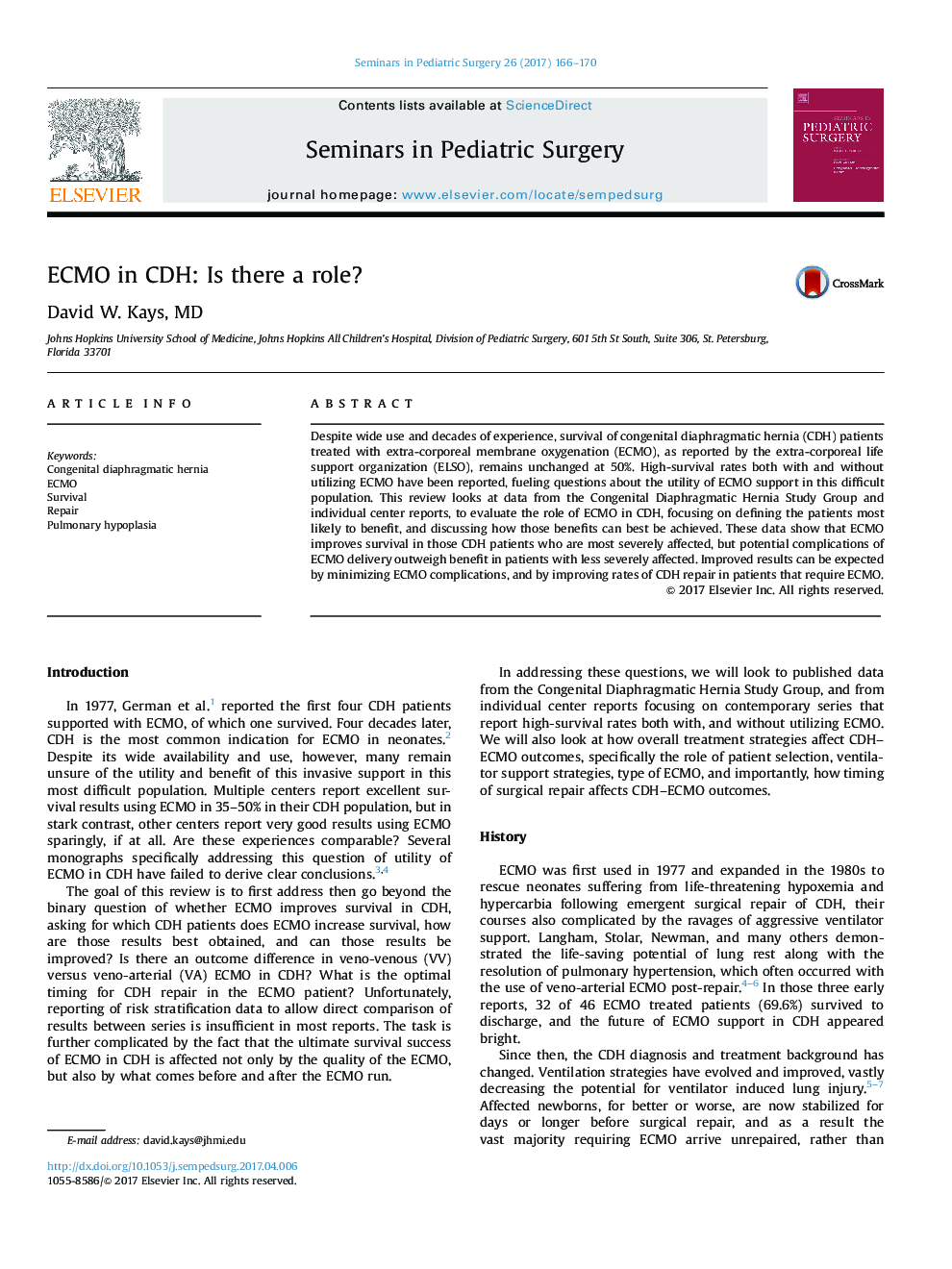 ECMO in CDH: Is there a role?