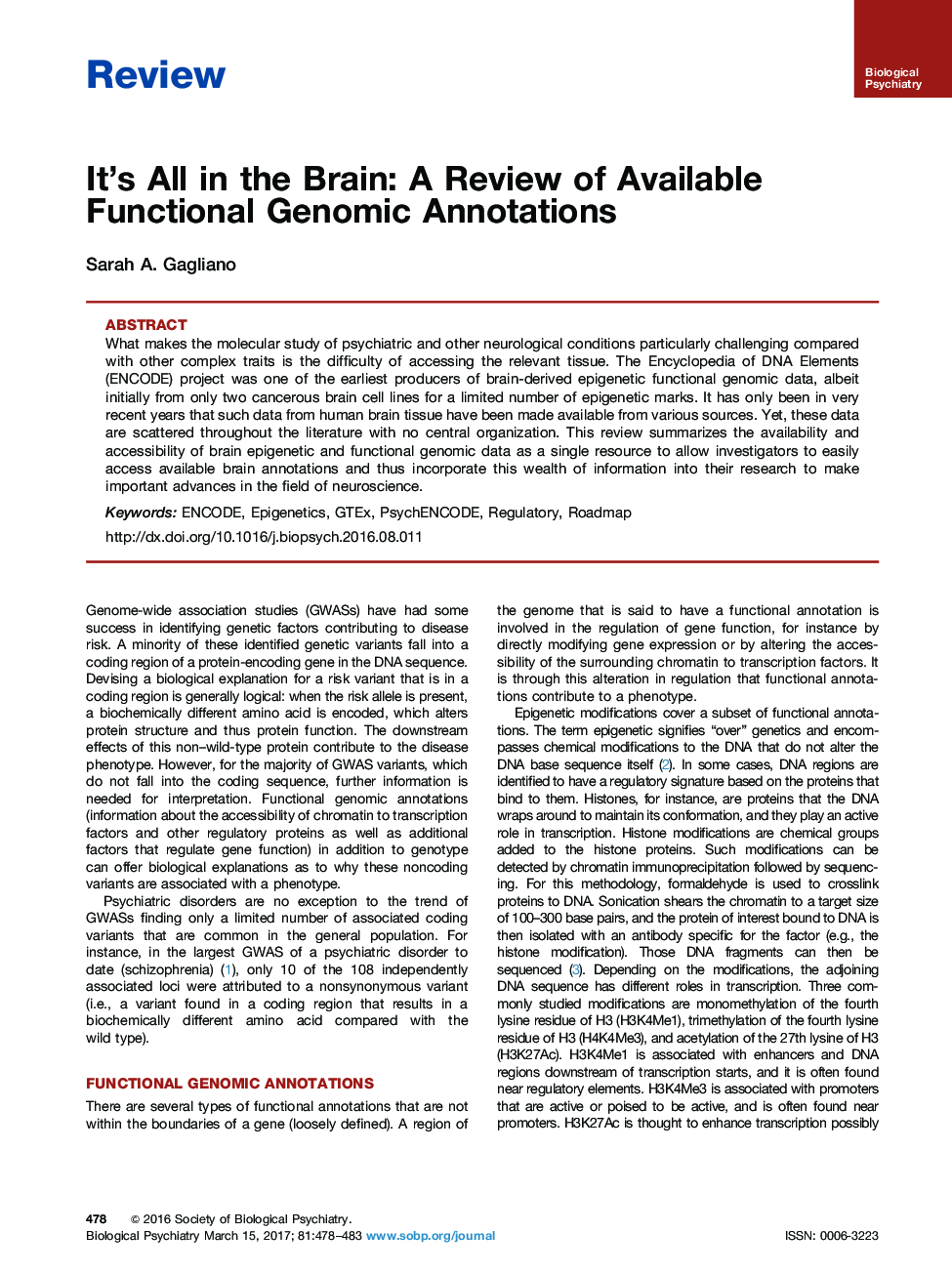 It’s All in the Brain: A Review of Available Functional Genomic Annotations