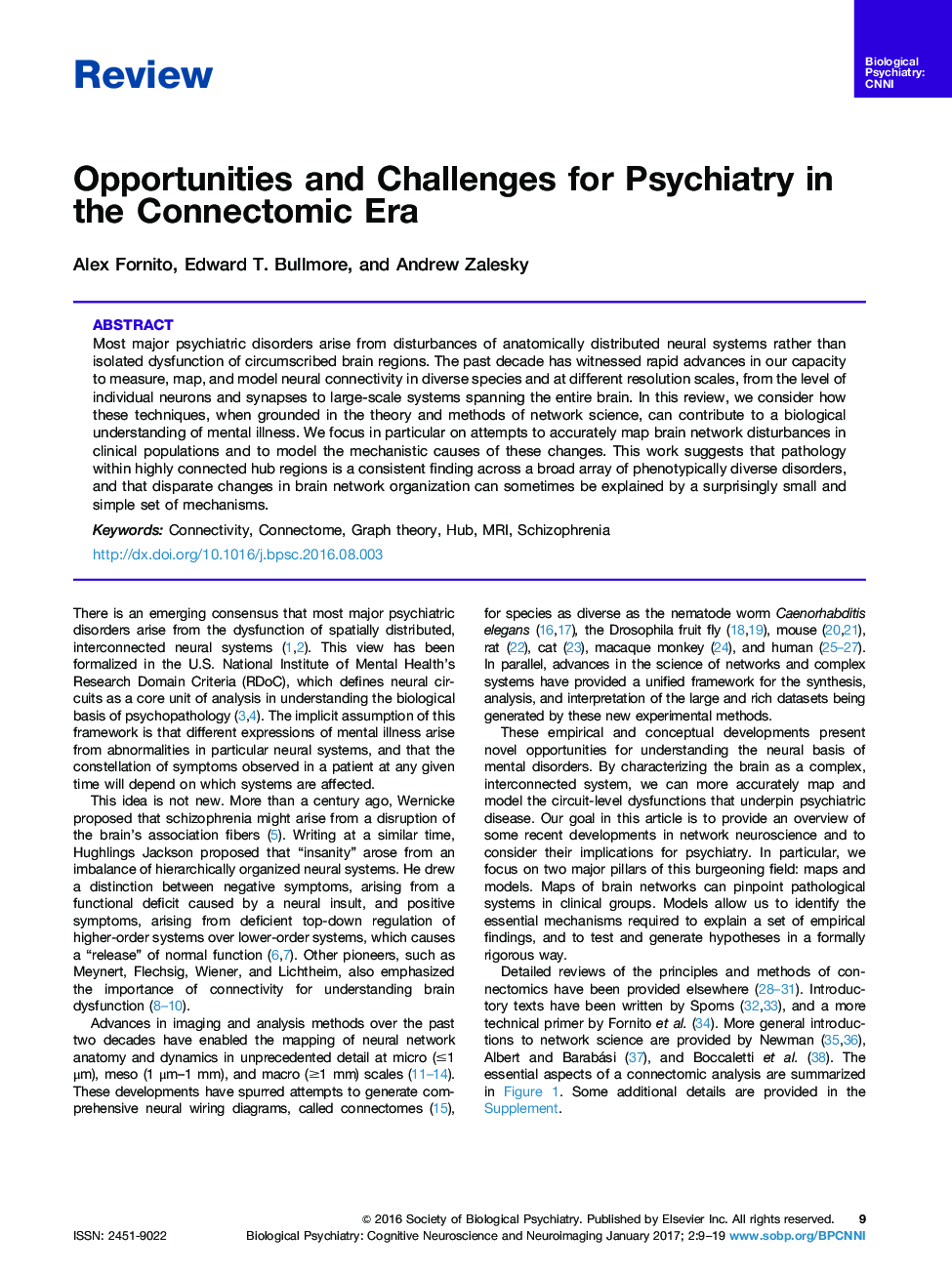 ReviewOpportunities and Challenges for Psychiatry in the Connectomic Era