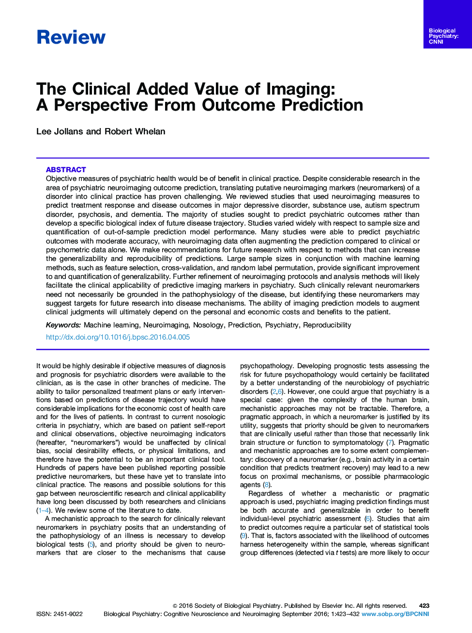 ارزش افزوده بالینی تصویربرداری: چشم انداز از پیش بینی نتایج 