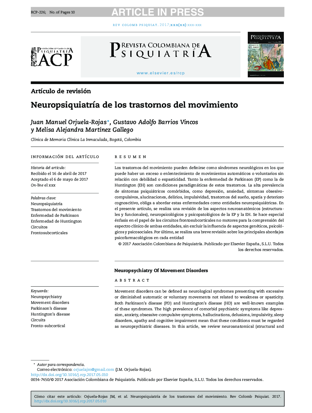 NeuropsiquiatrÃ­a de los trastornos del movimiento