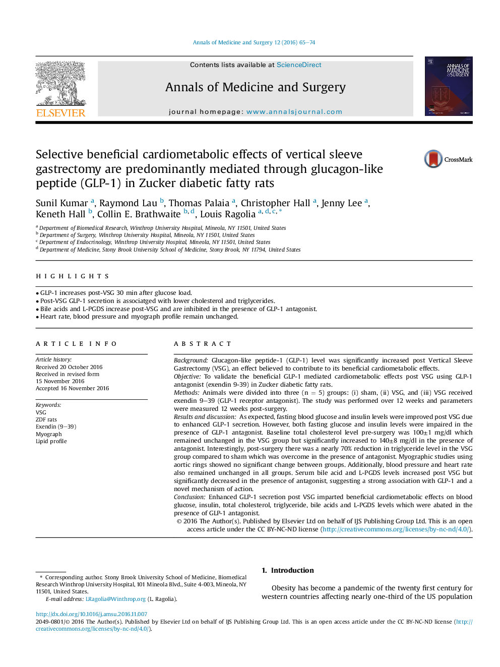 Selective beneficial cardiometabolic effects of vertical sleeve gastrectomy are predominantly mediated through glucagon-like peptide (GLP-1) in Zucker diabetic fatty rats