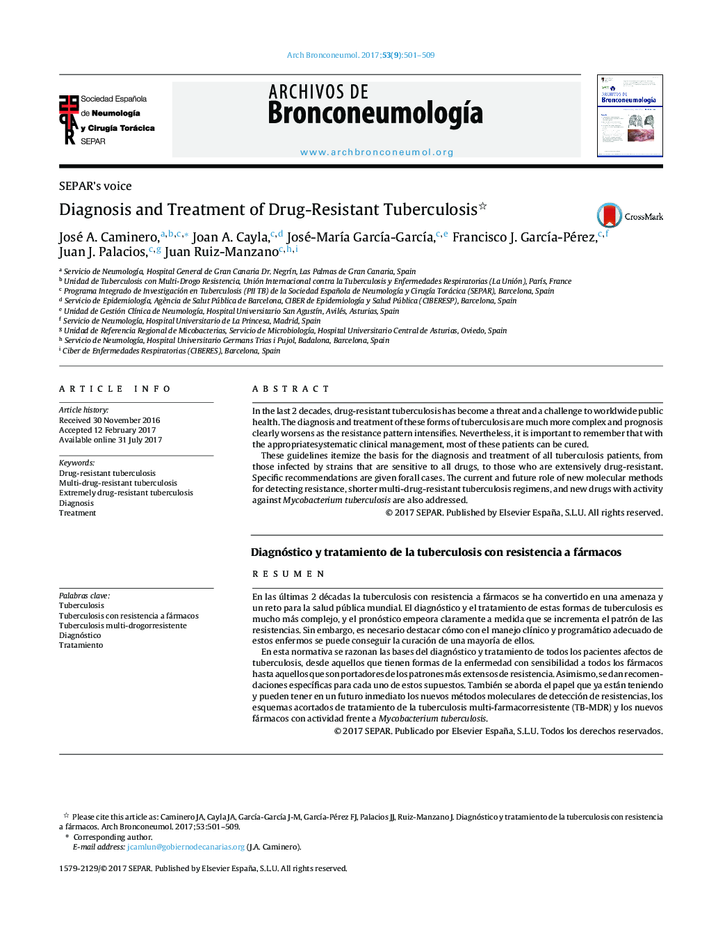 SEPAR's voiceDiagnosis and Treatment of Drug-Resistant TuberculosisDiagnóstico y tratamiento de la tuberculosis con resistencia a fármacos