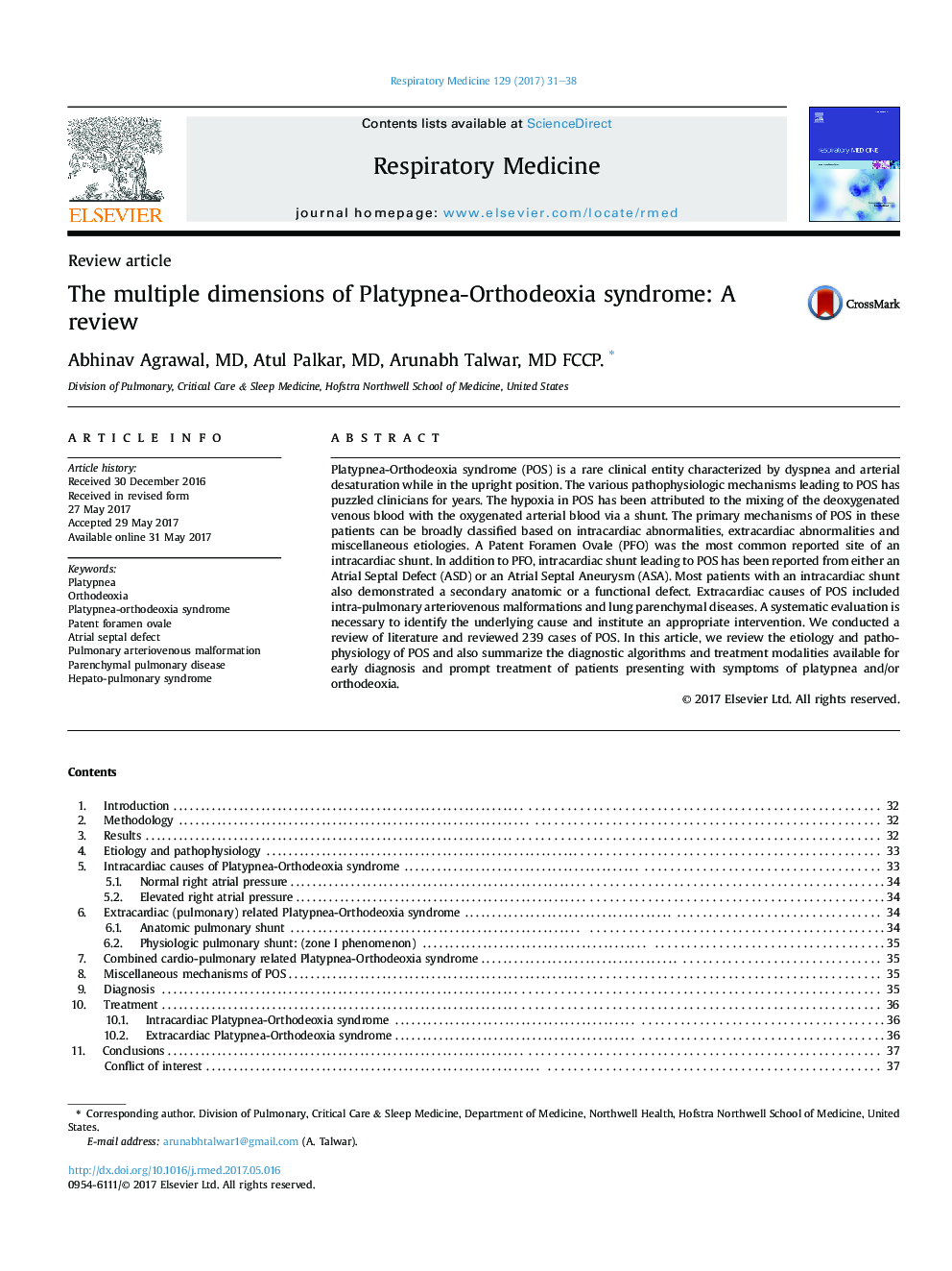 Review articleThe multiple dimensions of Platypnea-Orthodeoxia syndrome: A review