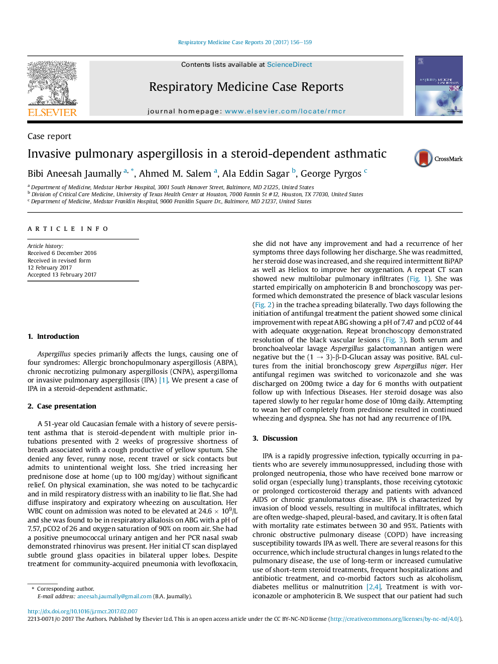 Invasive pulmonary aspergillosis in a steroid-dependent asthmatic