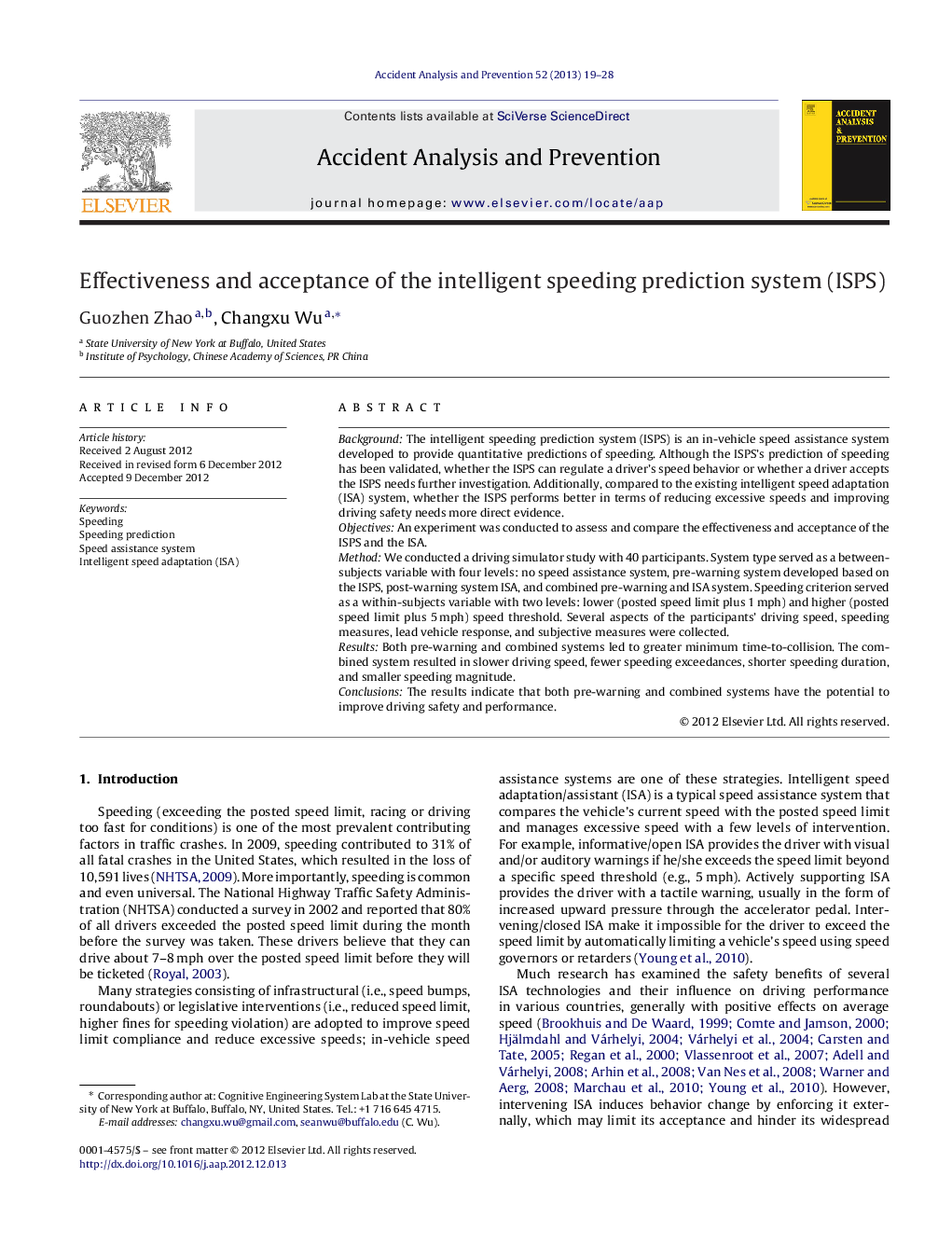 Effectiveness and acceptance of the intelligent speeding prediction system (ISPS)