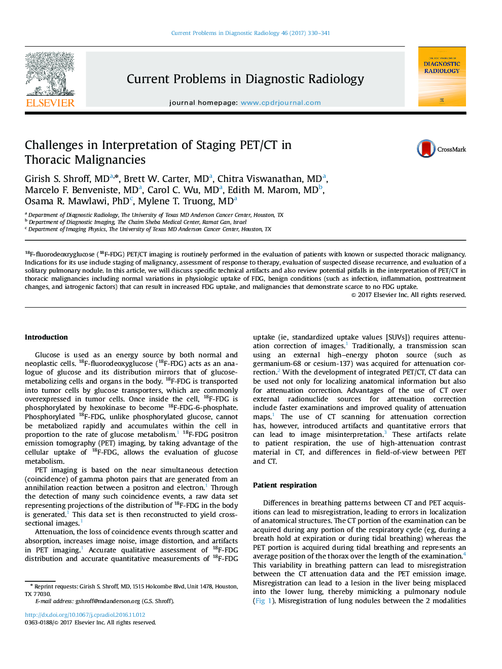Challenges in Interpretation of Staging PET/CT in Thoracic Malignancies