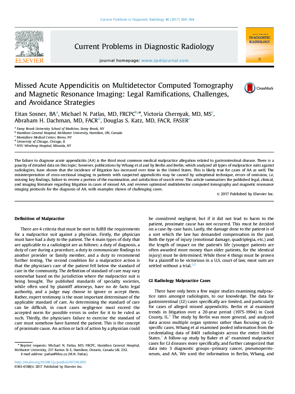 Missed Acute Appendicitis on Multidetector Computed Tomography and Magnetic Resonance Imaging: Legal Ramifications, Challenges, and Avoidance Strategies